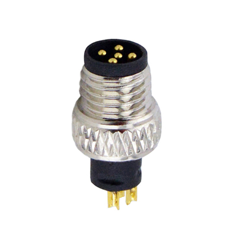 M8 5pins B code male moldable connector,unshielded,brass with nickel plated screw